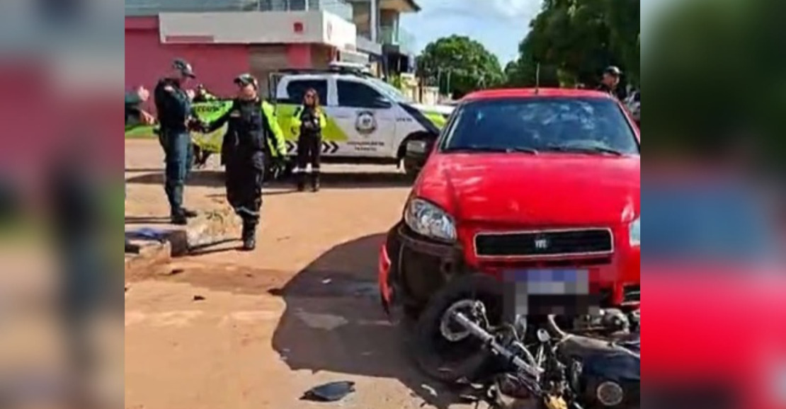 Motociclista tenta escapar de barreira policial e colide com carro em Santarém